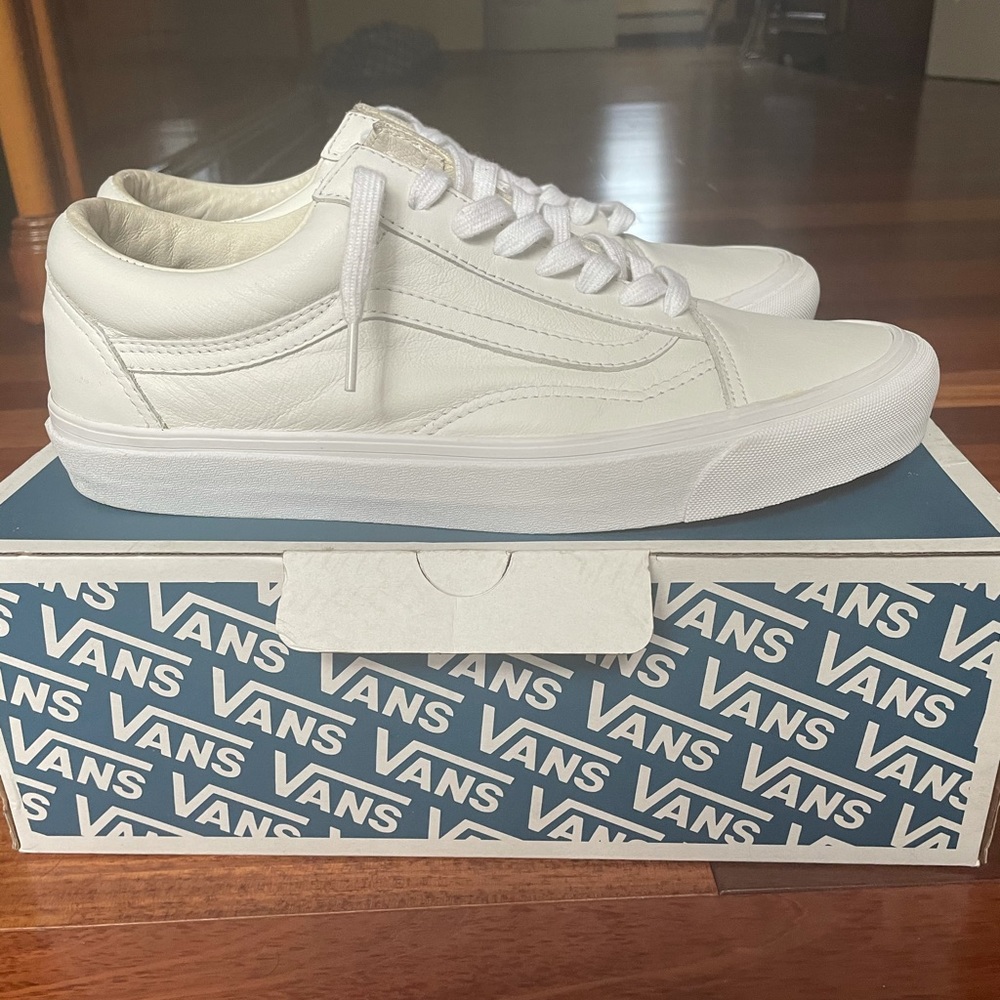 Vans old skool og lx white leather size 11